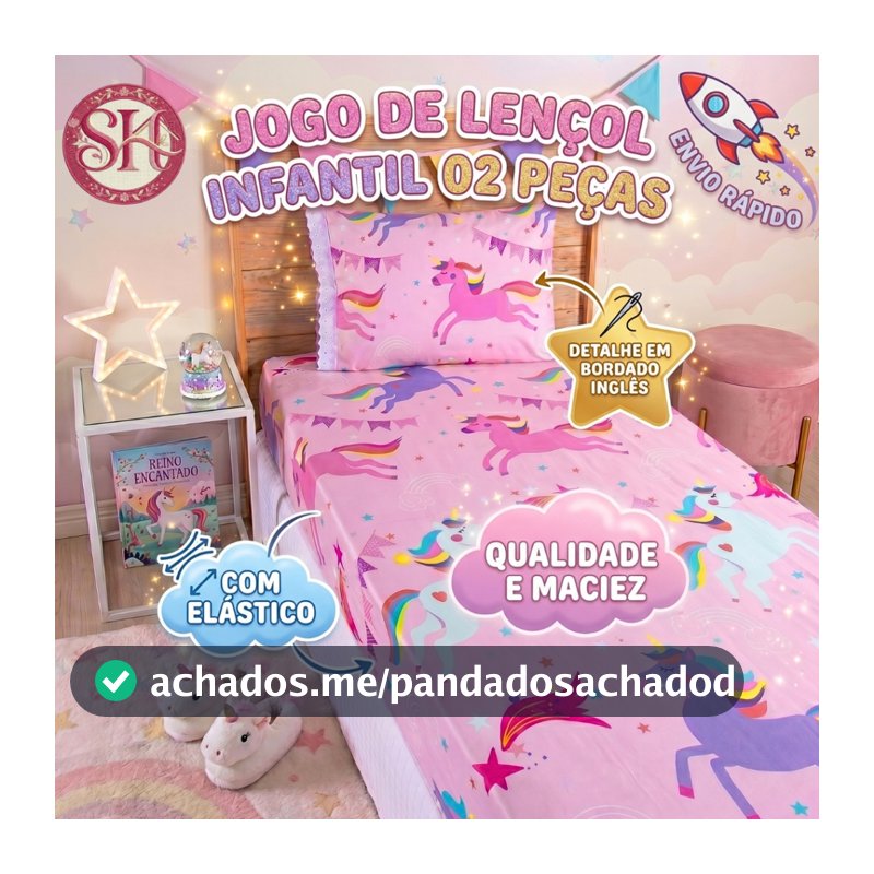 Jogo Lençol Solteiro 02 Peças Microfibra Estampas Infantis Criança Azul Rosa Verde