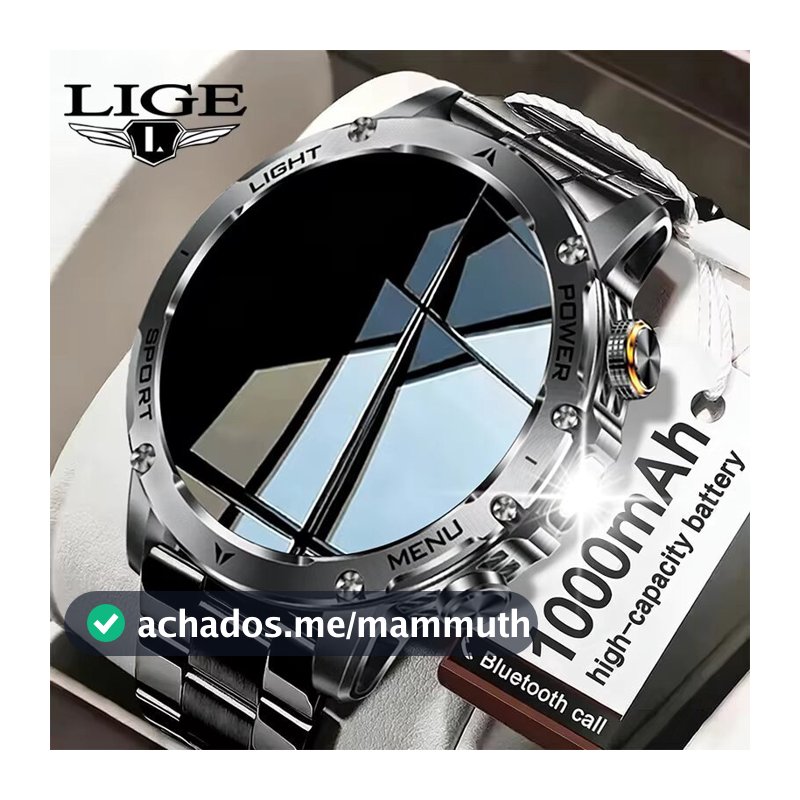 LIGE Multifuncional Relógio Inteligente Masculino 1000mAh Grande Capacidade Bateria Esporte