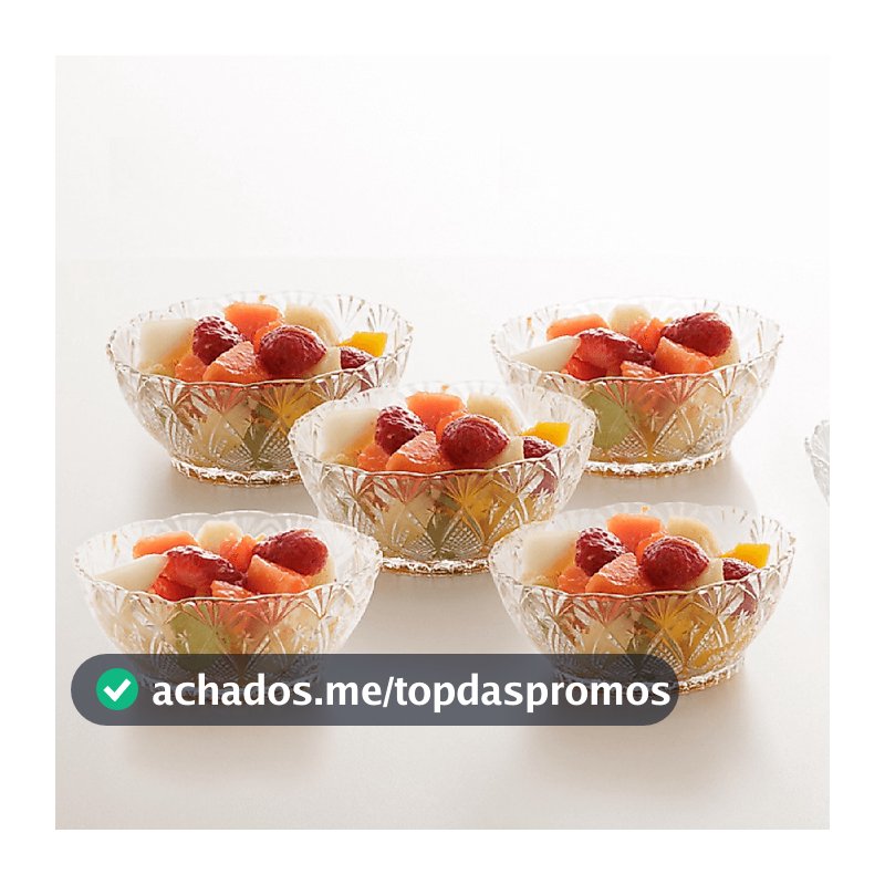 Jogo 6 Bowls Taças de Sobremesa Cumbuca Petisqueira King Luxo Peças Mesa Posta Requintada Detalhada Transparente em Vidro