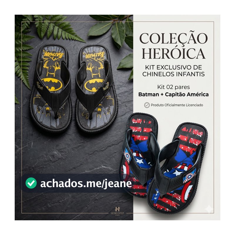 Kit 2 Pares Chinelo Menino Infantil Super Heróis Sandália Masculina Criança Lançamento Promocional
