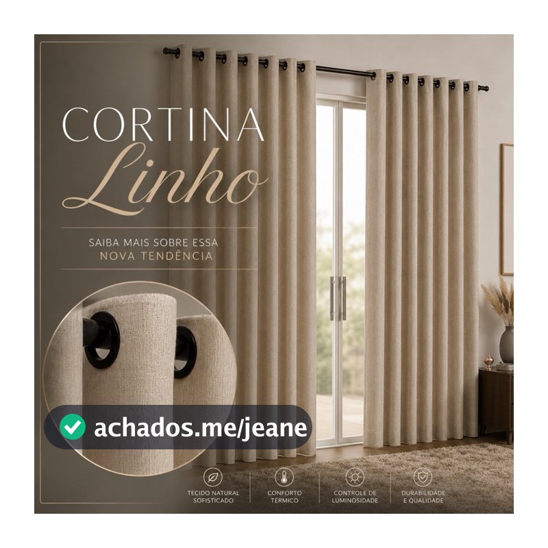 Cortina Luxo De Linho de 2 a 5 metros de largura. Sala Quarto Casa Decoração