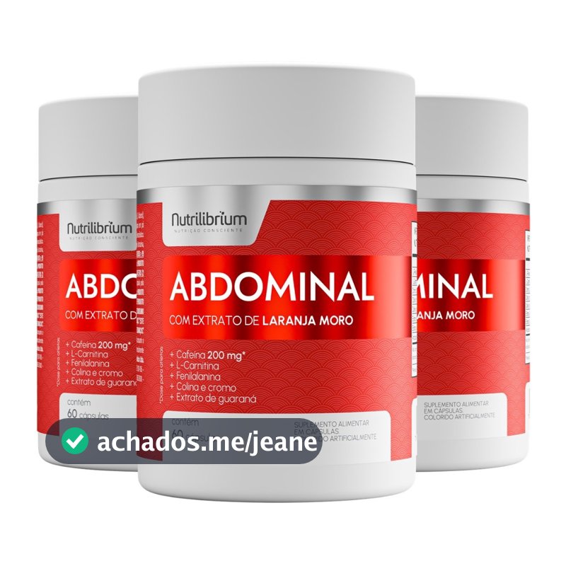 Kit 3x Abdominal Dia Cafeína L-Carnitina Cromo Guaraná 180 Caps Nutrilibrium