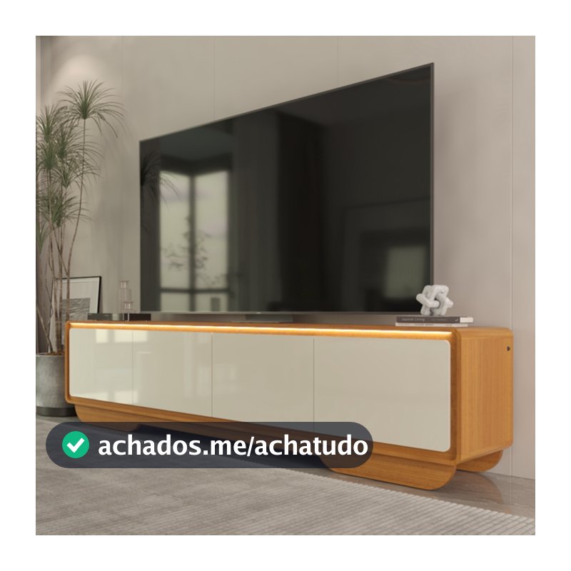 Rack Para TV 75 e 85 Polegadas Com Led Arcus Estilo Orgânico 218 cm