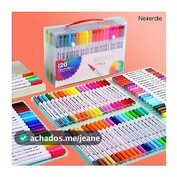 Kit 60/80/100/120 Cores Caneta 2 em 1 Brush Lettering e Ponta Fina Dual Pen Canetinha Colorir Desenho