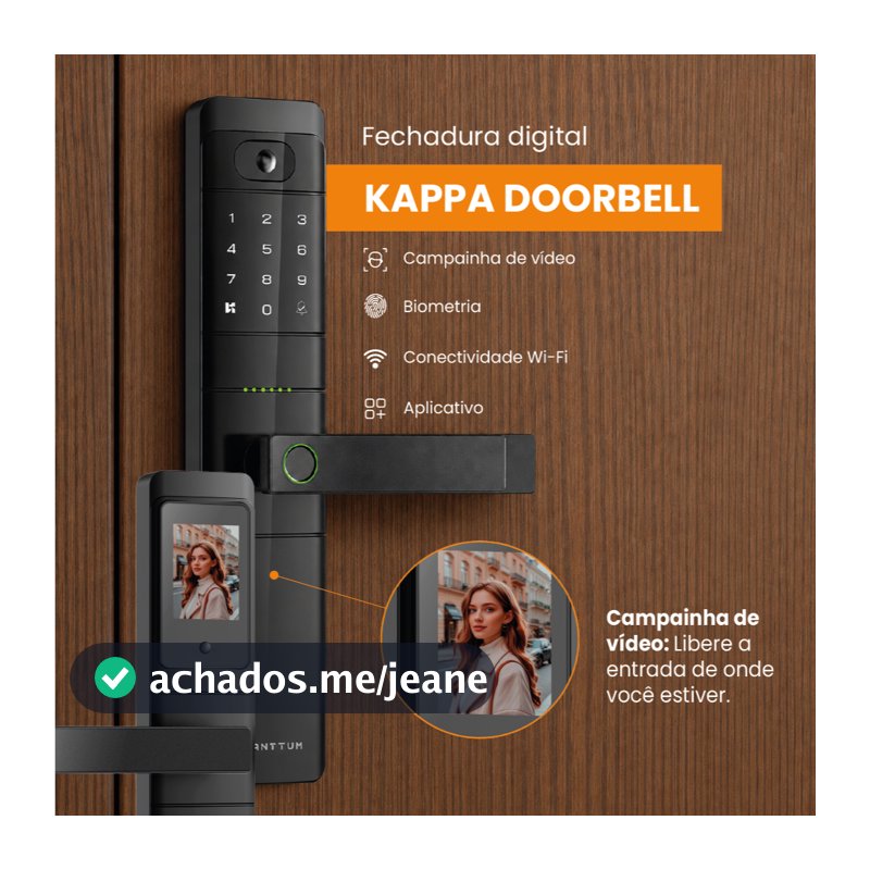 Fechadura Kuanttum Kappa Doorbell Câmera Wi-fi App Tuya