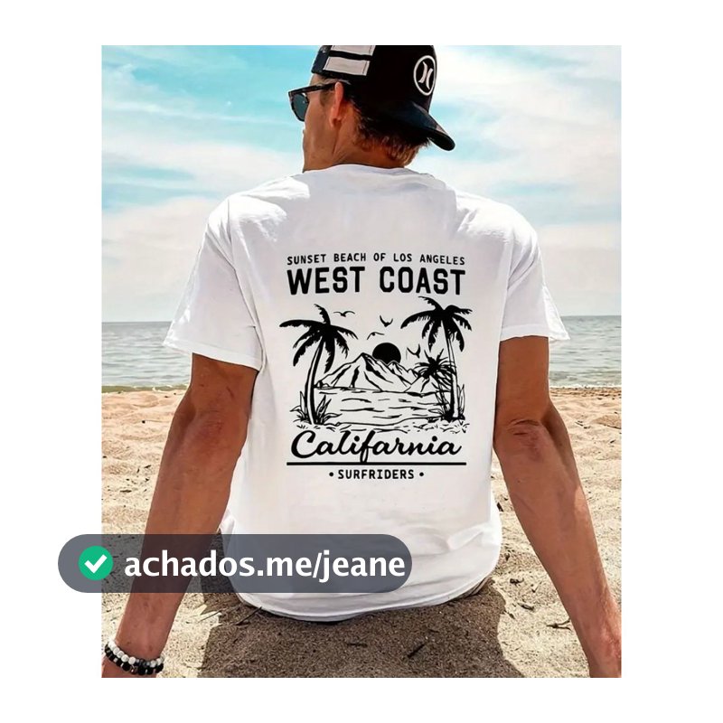 Camiseta Masculina West Coast Los Angeles Casual 100% Algodão
