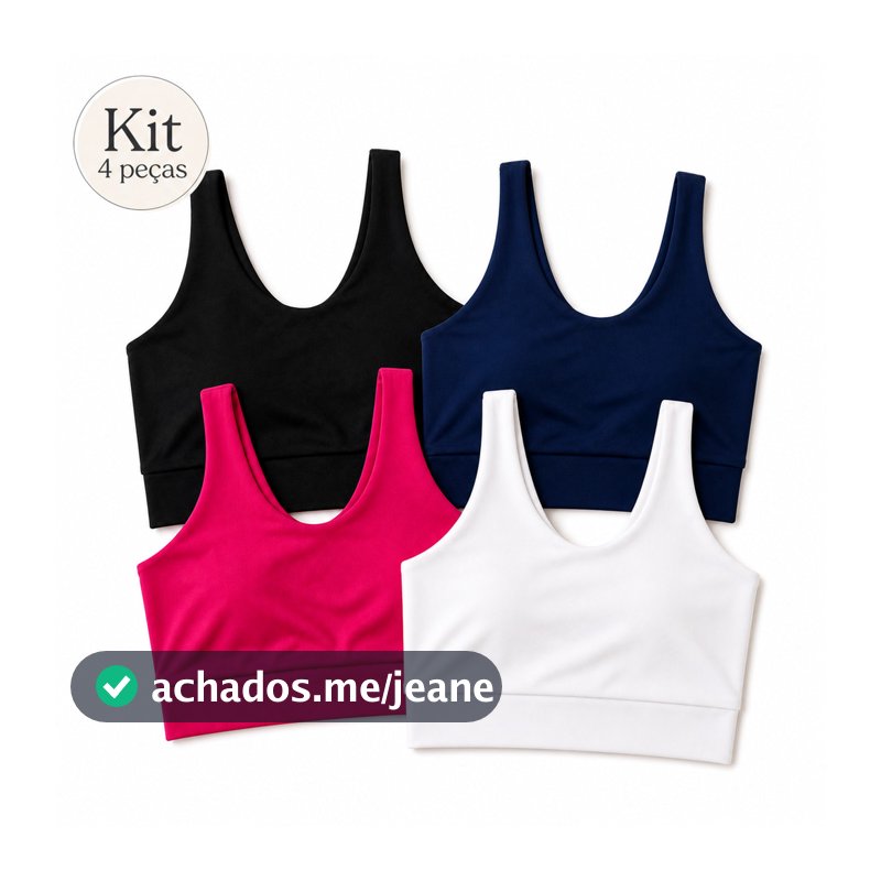 Kit 4 Top Cropped Academia Forro Duplo Microfibra Feminino