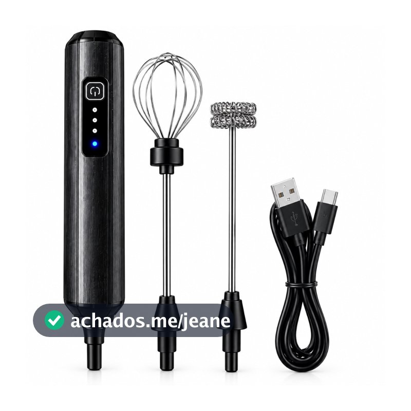 Mixer Elétrico Misturador De Bebidas Portátil Recarregável 2 Em 1