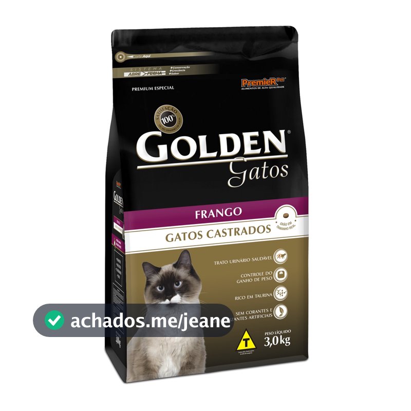 Ração Golden Gato Castrado Frango e Arroz 3 kg