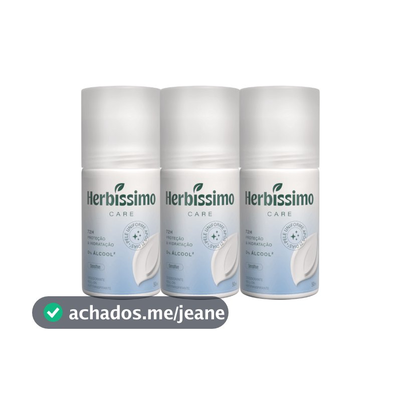 Kit Desodorante Roll-On Antitranspirante Herbíssimo Care Sensitive 50ml (3 unidades)