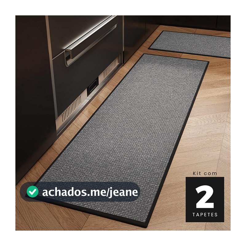Kit 2 Tapete de Cozinha Multi Gourmet e Lavanderia 50x70cm e 50x140cm Cinza Antiderrapante Kacyumara