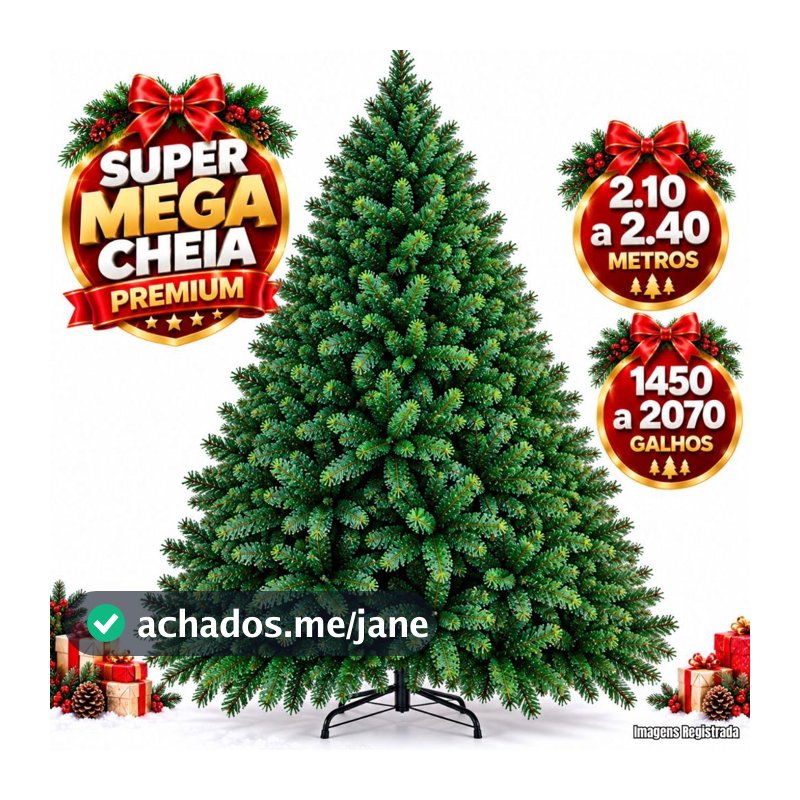 Arvore De Natal 2,10 a 2,40 Metros 1150/1450/1800/1550/2070 Galhos Cheia Luxo Premium Lançamento 2026