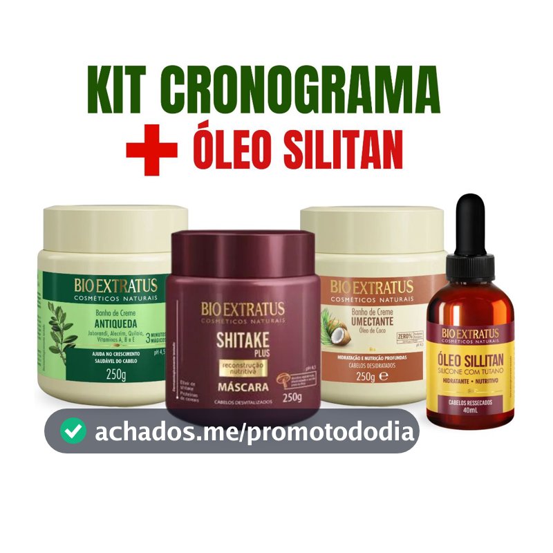 Kit Bioextratus Cabelo Ressecado Danificado 3 Máscaras 250g + Óleo 40ml Hidratação Nutrição Reconstr