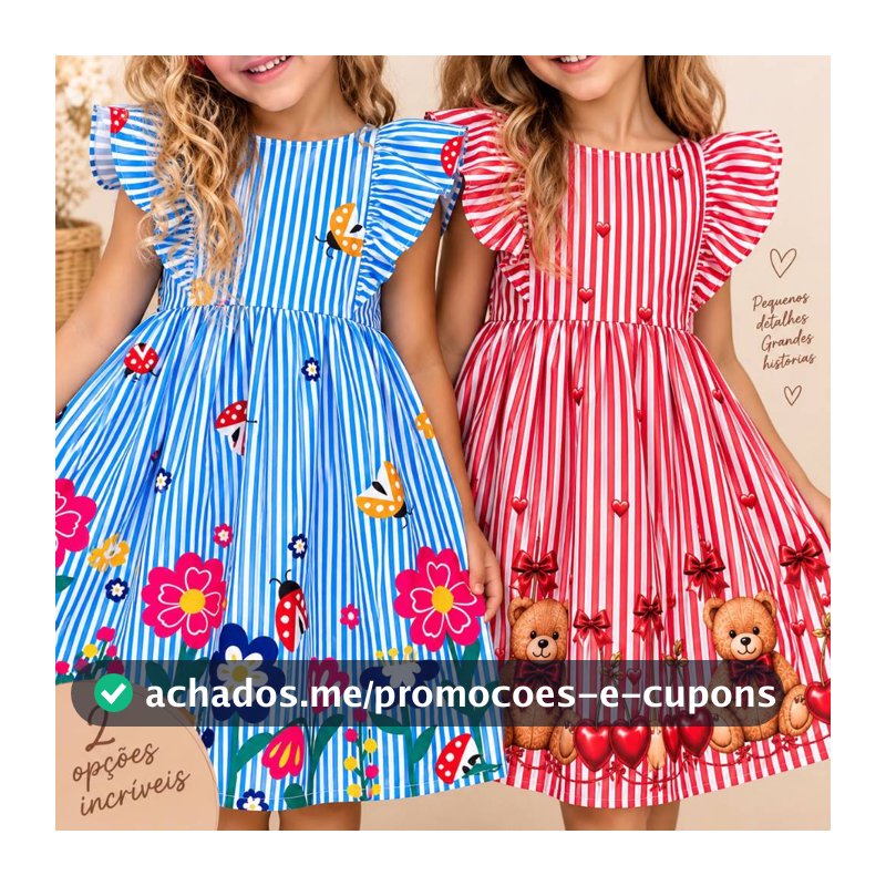 Vestido Infantil Menina Princesa  Listrado Floral Barrado Varias Cores para Festas De Natal
