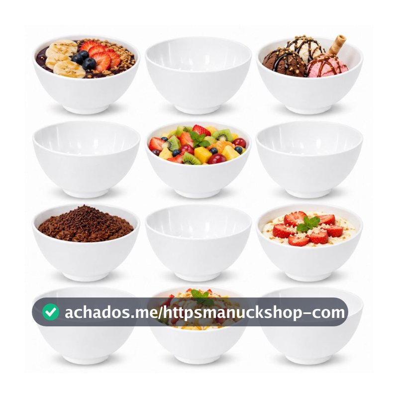 Kit 12 Tigelas Redonda 400ml Cumbuca de Melamina Para Sobremesa E Açaí Jogo De Potes Sopeira