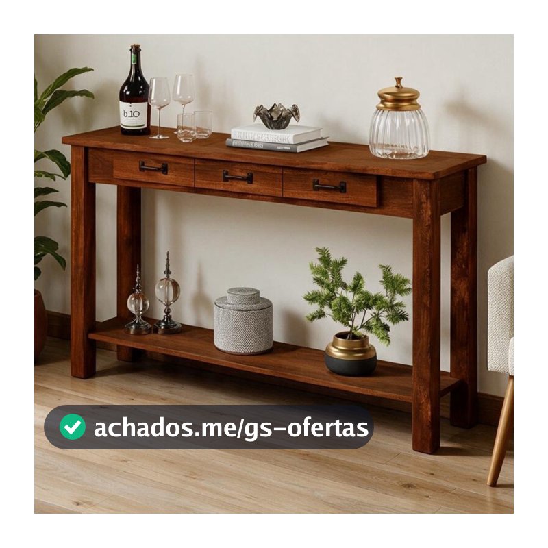 Aparador Buffet Sala De Estar 01 Gaveta 145cm W02 New Rústico Madeira Maciça Imbuia - Lyam Decor