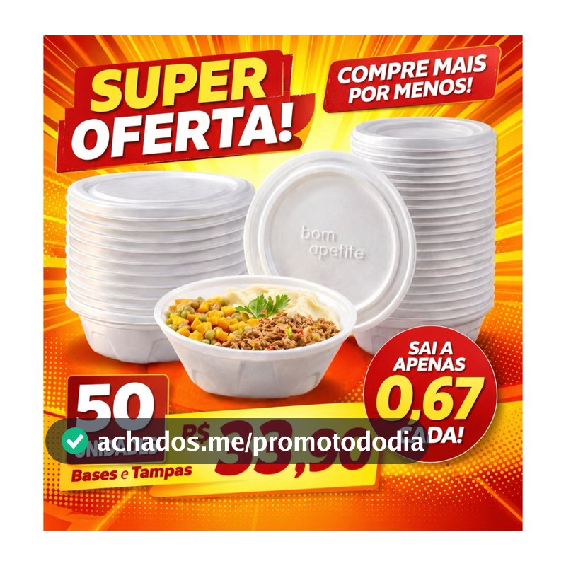 50 100 Und Marmita 750ml  Isopor Redonda com Tampa  Embalagem Marmitex Delivery Restaurante