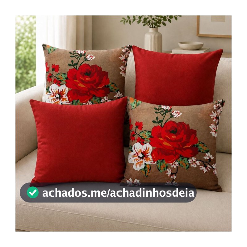 Kit Decorativo 04 Capas para Almofada 45x45cm Diversas Cores Decoração Sala Moderna Luxo