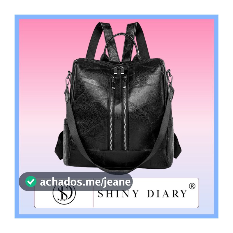 SHINYDIARY Mochila Bolsa Feminina GRANDE Escolar Trabalho Viagem Couro Sintéticos Reforçada Media