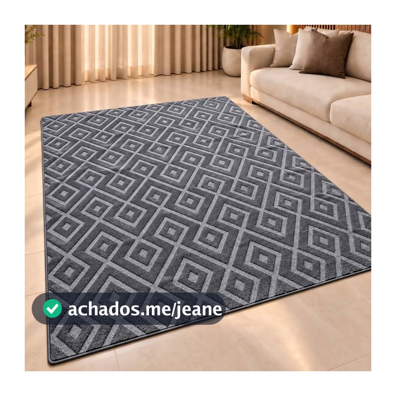 Tapete Moderno Indiano 3x2 p/ Decorar Sala de Estar Grande Antiderrapante