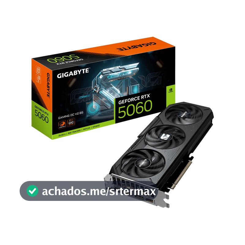 Placa de Vídeo Gigabyte GeForce RTX 5060 Gaming OC V2 8GB GDDR7 PCIe 5.0 Ray Tracing