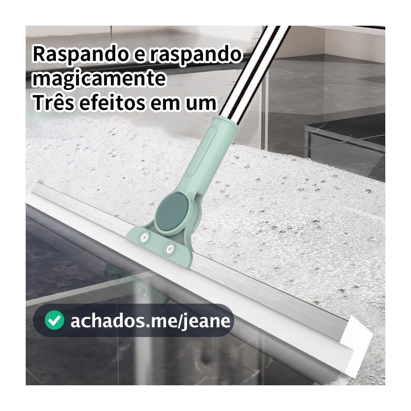 Rodo de Silicone Multiuso 2 em 1 Vassoura e Limpador de Vidros para Uso Seco e Molhado