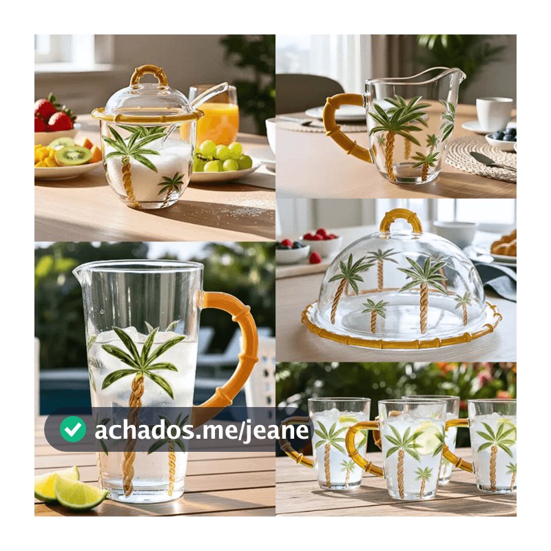 Taças Açucareiro Meleira Cremeira Caneca Jarra Queijeira Vidro Agua Vinho Palmeira Coqueiro Trancoso