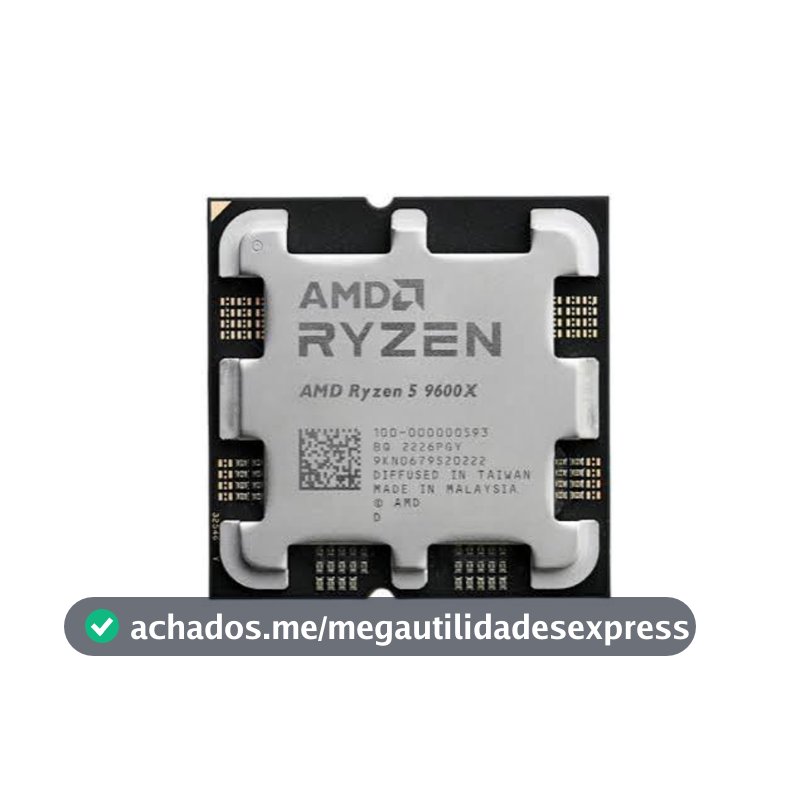 Processador AMD Ryzen 5 9600X, 3.9GHz (5.4GHz Turbo), 6-Cores 12-Threads, AM5 Novo (Sem Caixa ou Cooler)