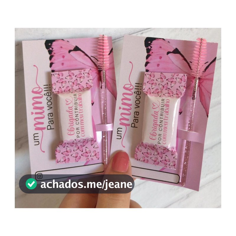 Cartoes com bala e escova um mimo ao cliente designer sombracelha ou cilios