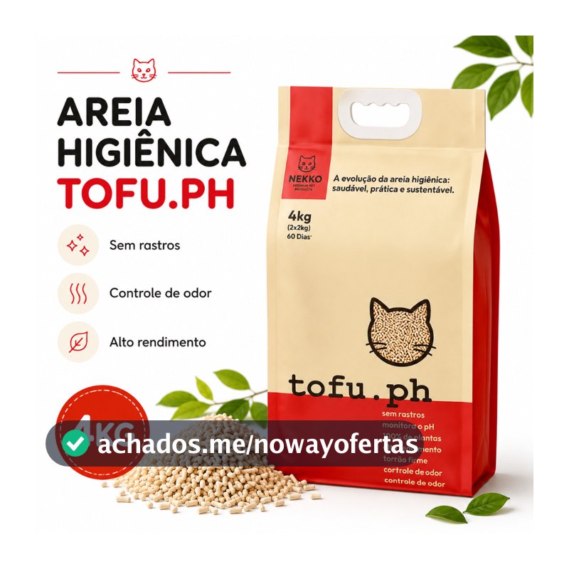Areia Higiênica Tofu PH 4kg Sem Rastros Alto Rendimento Controle de Odor NEKKO