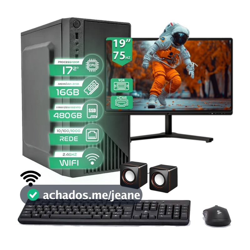 Computador Completo Intel I7 16gb Ssd 480gb Monitor 19