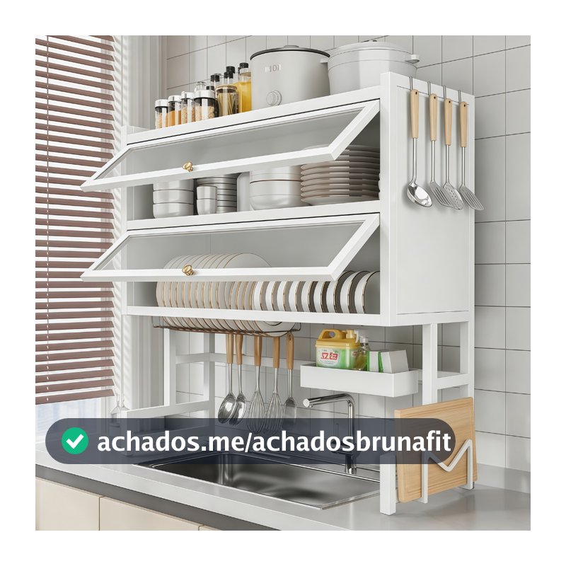 Escorredor De Louça Cozinha Suspensa Pia Rack Organizador Estante poeira porta armário 65/85/105cm