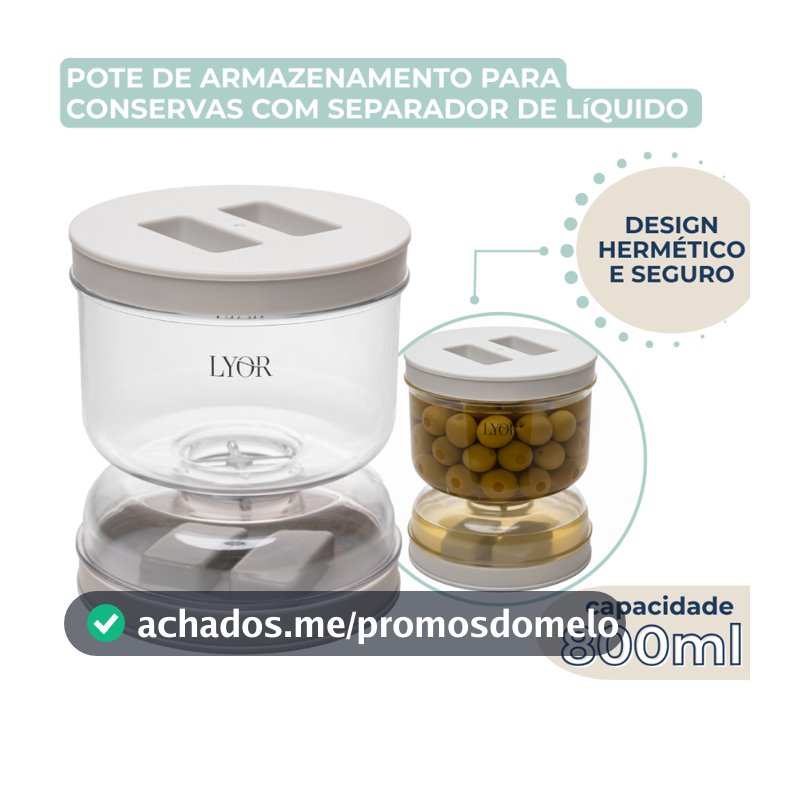 Pote de Armazenamento Hermético para Conservas com Separador de Líquido 800ml