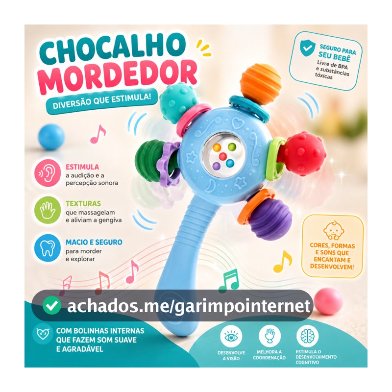 Chocalho Mordedor Bebê Mão Agarrando Brinquedo Colorido Atraente Para Carrinho E Berço