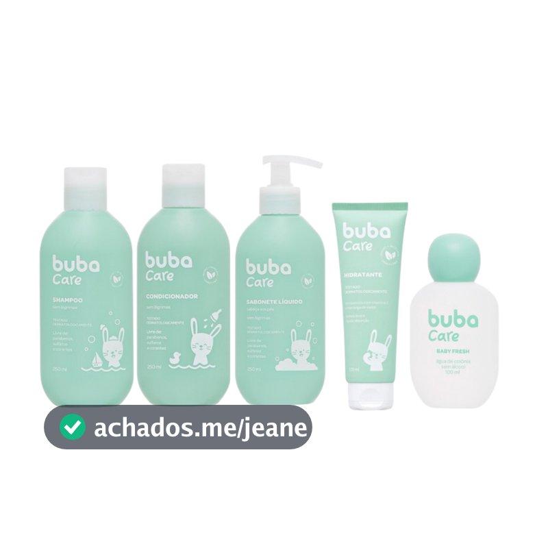 Kit Completo Banho Cuidados com o Bebê Buba Care Hipoalergênico 100% Vegano Infantil