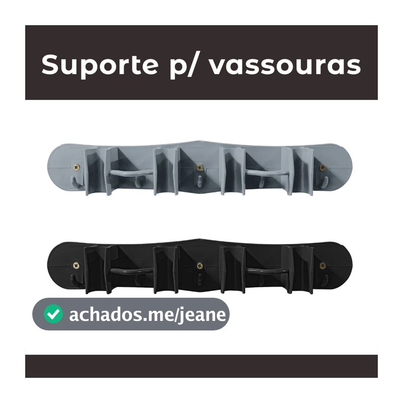 Suporte de Vassoura Rodo Pá de Parede Resistente Prático Acompanha Bucha e Parafuso