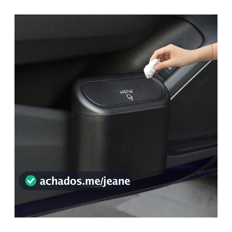 Mini Lixeira Portátil Para Veículos Preta com Tampa (6704)