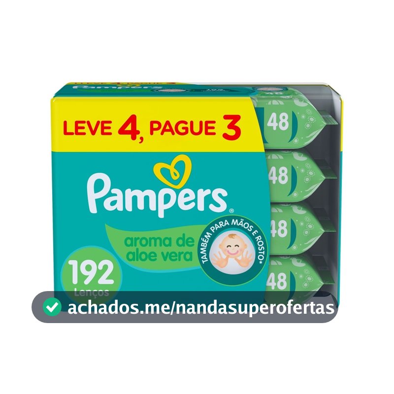 Lenços Umedecidos Pampers Aroma de Aloe Vera 192 Unidades