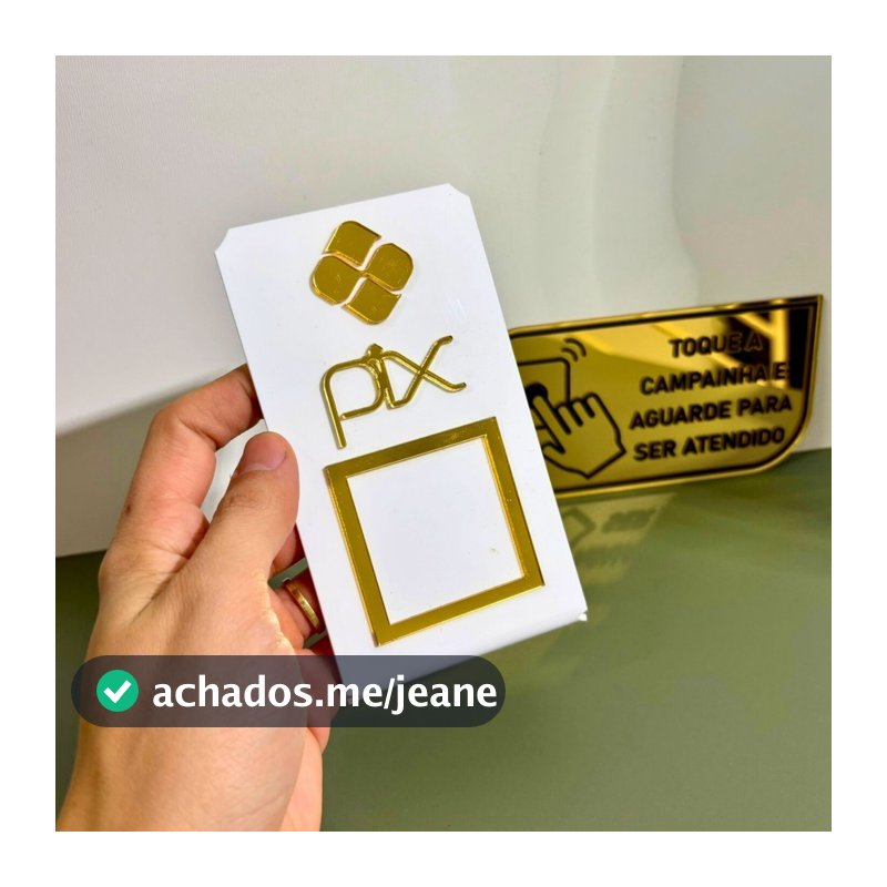 Kit Placa Pix Personalizada Qr Code + Placa Campainha Identificação Balcão Acrílico Espelhado