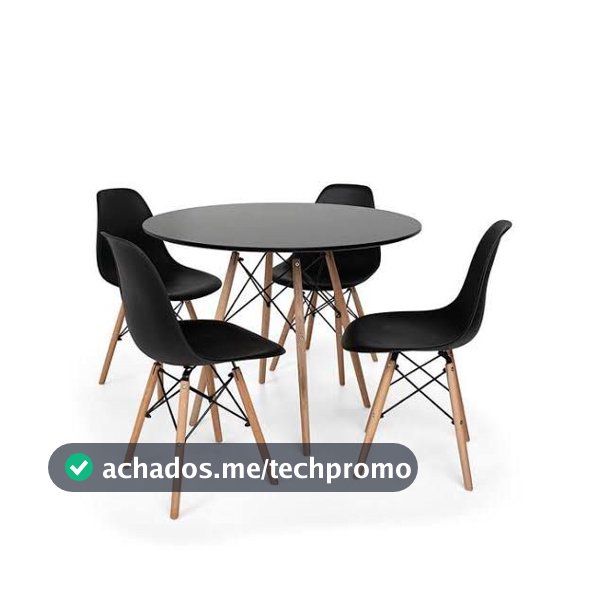2  Cadeiras Charles Eames Eiffel Dsw Wood Preta