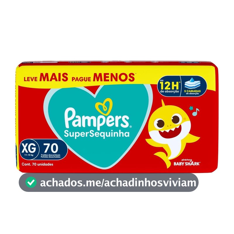 Fralda Descartável Pampers Supersequinha Jumbo XG 70 Tiras