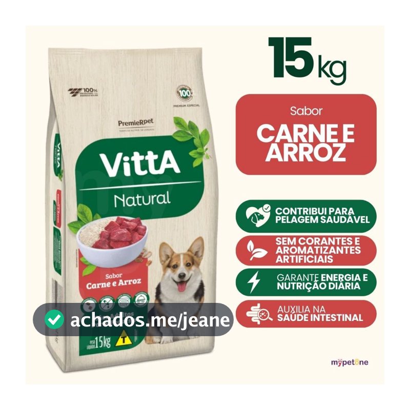 Premier Vitta Natural 15kg Cães Adultos Porte Pequeno Carne