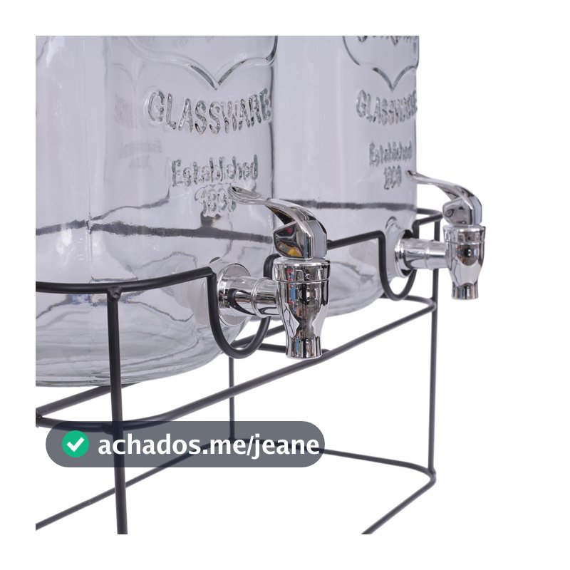 Kit 2 Suqueiras De Vidro 5 Litros Com Torneira E Suporte Para Festas