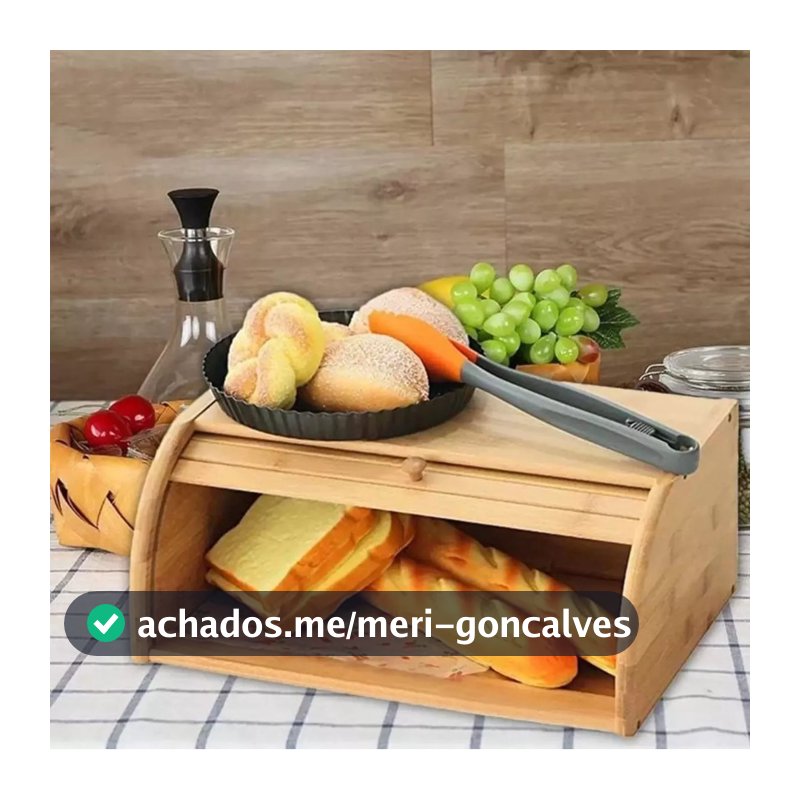 Porta Pães Com Tampa Retrátil de Bambu