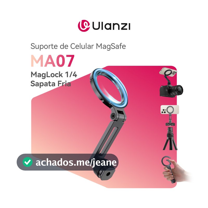 ULANZI MA07 Suporte MagSafe Magnético para Tripé, MagLock 1/4” Cold Shoe, iPhone 16/17