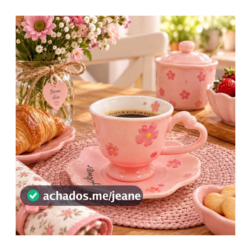 Xícara de café fofa rosa laranja flor unidade