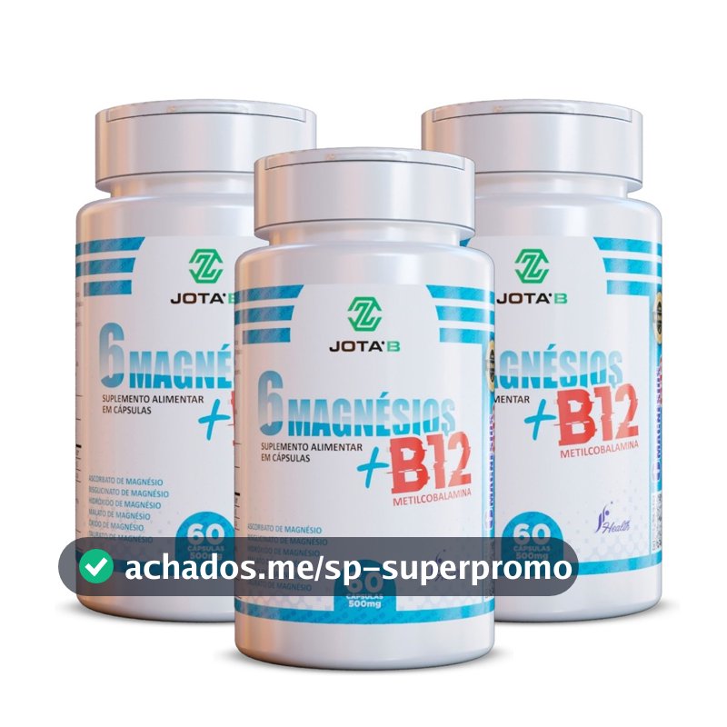 Suplemento 6 Magnésio + B12 Metilcobalamina 60 Cápsulas 500mg Envio Imediato
