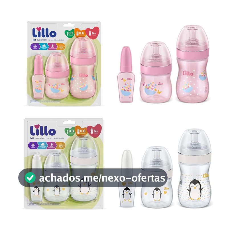 Kit 3 Mamadeiras Lillo Evolution Primeiros Passos de 0 a 1 ano Tampa Anti-vazamento