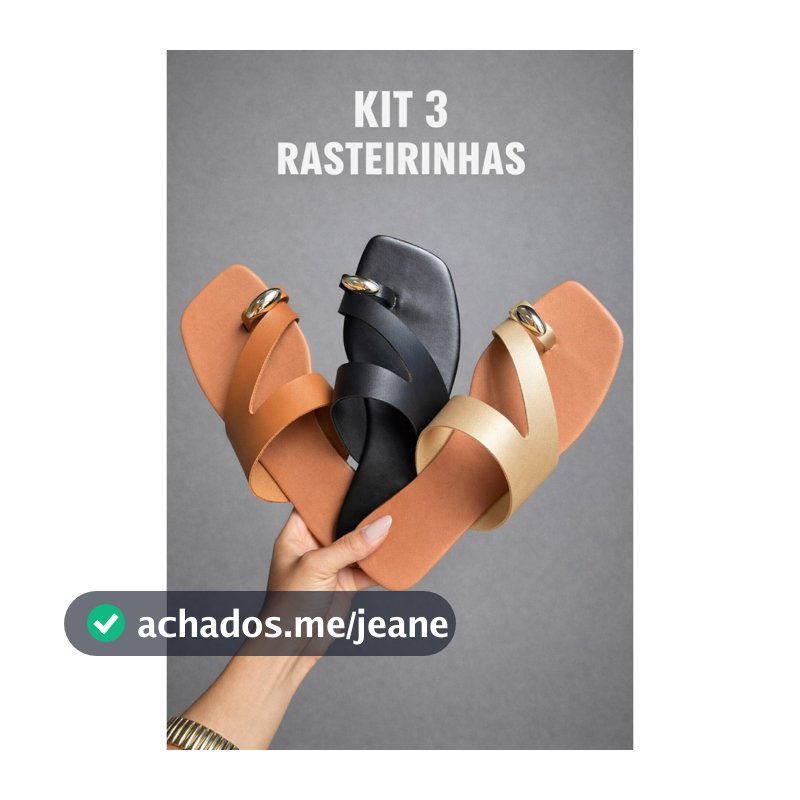 Rasteirinhas Feminina Sandália Dia a Dia Chinelo Flat Verão Moderno Estilos Metal Dourado
