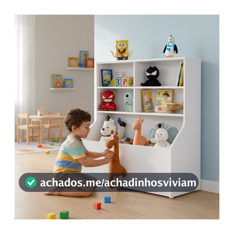 Estante Infantil com Nichos MDF/MDP Branco Organizador de Brinquedos e Livros